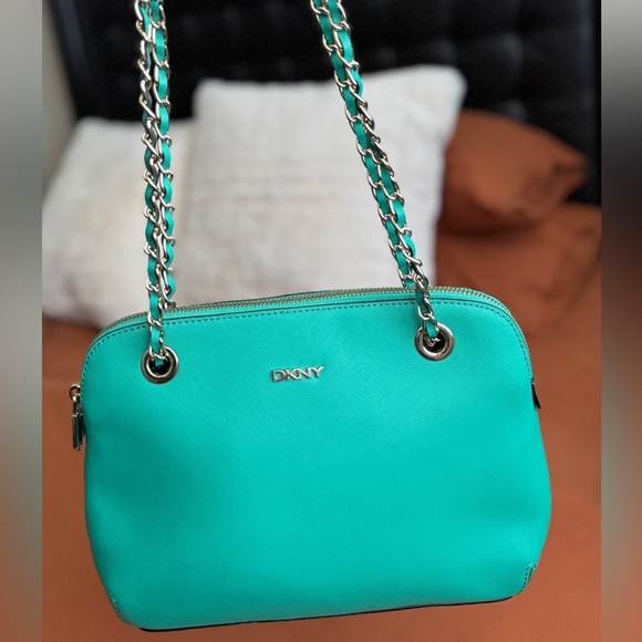 DKNY Green Leather dome Shoulder/Crossbody - Picture 5 of 8